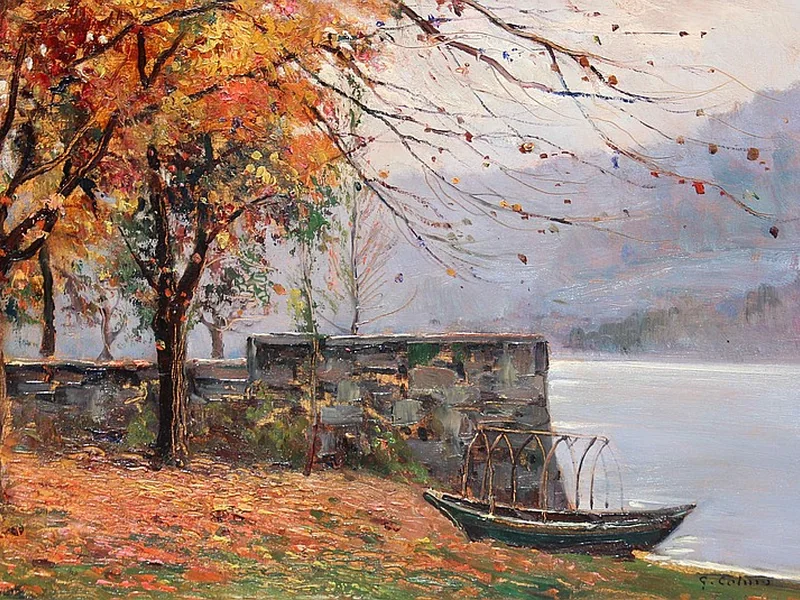 1867-Giovanni Colmo - Paesaggio in riva al lago
